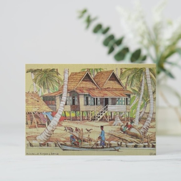 Hand Drawn Malaysian Greeting Card - Kampong House - Picture 6 of 11